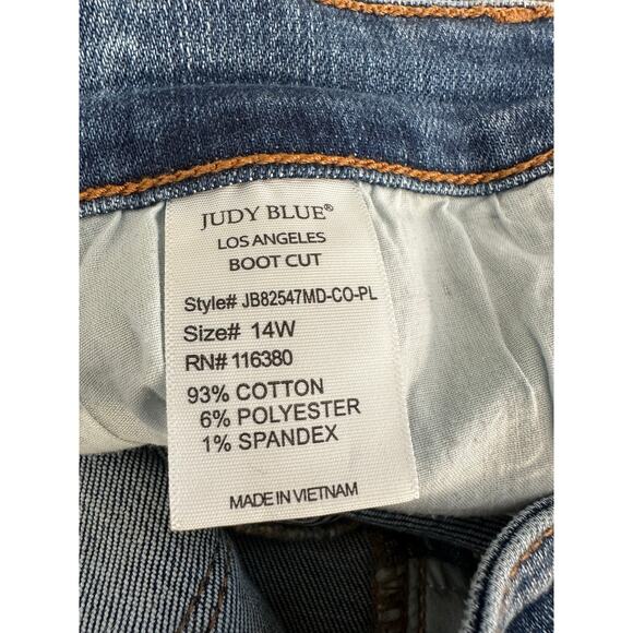 Womens Judy Blue Med Wash Bootcut Denim Jeans Stretch High Rise 14W 32" Inseam - Picture 5 of 6